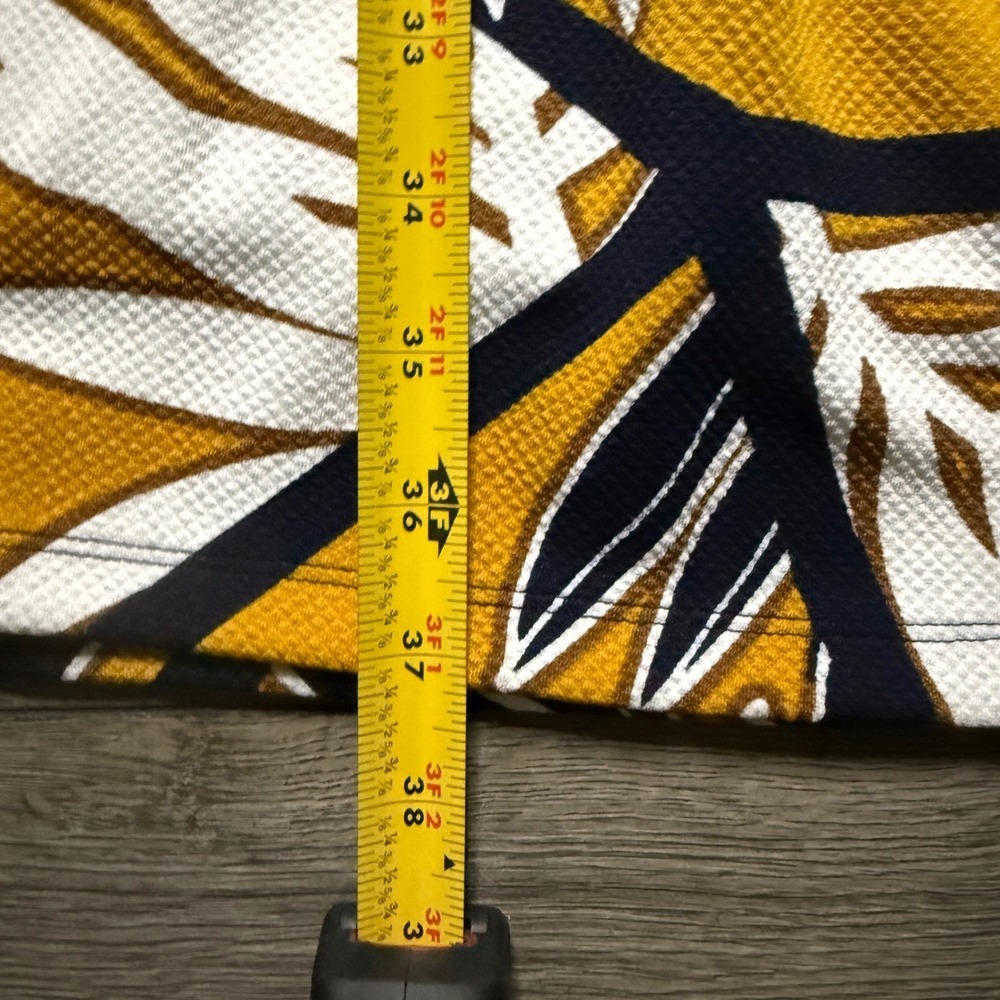 EnFocus Studio Womens 8 Tropical Palm Leaf Print A-Line Dress Mustard Navy NWT - Picture 6 of 7